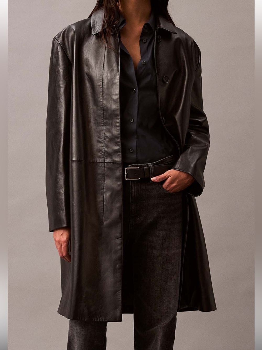 NWT Calvin Klein Studio Lamb Leather Car Coat - Picture 2 of 10